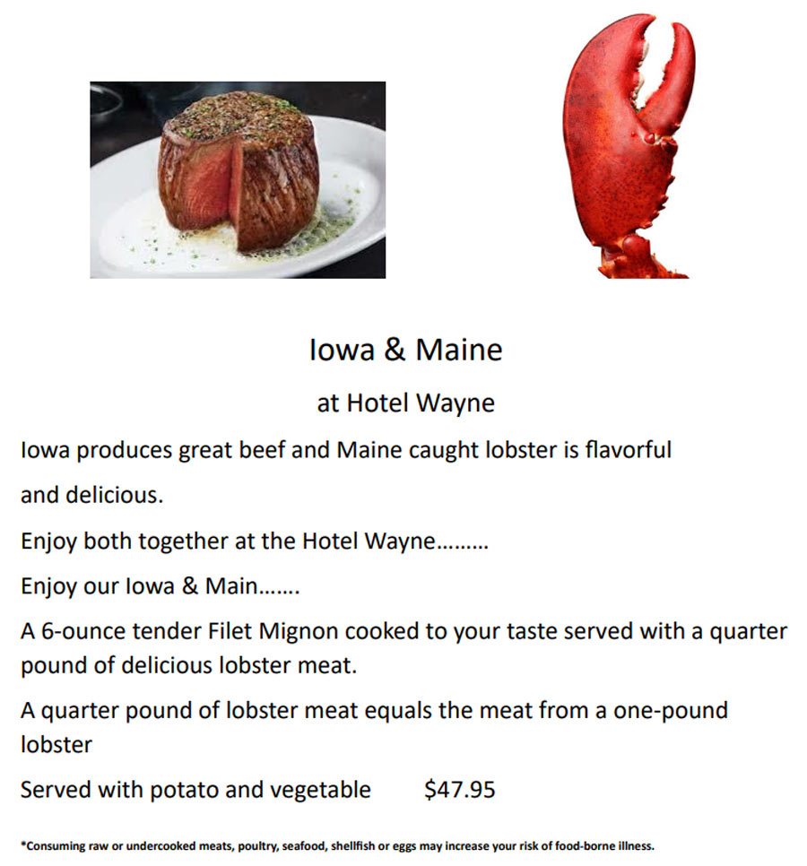 Lowa & Maine Menu