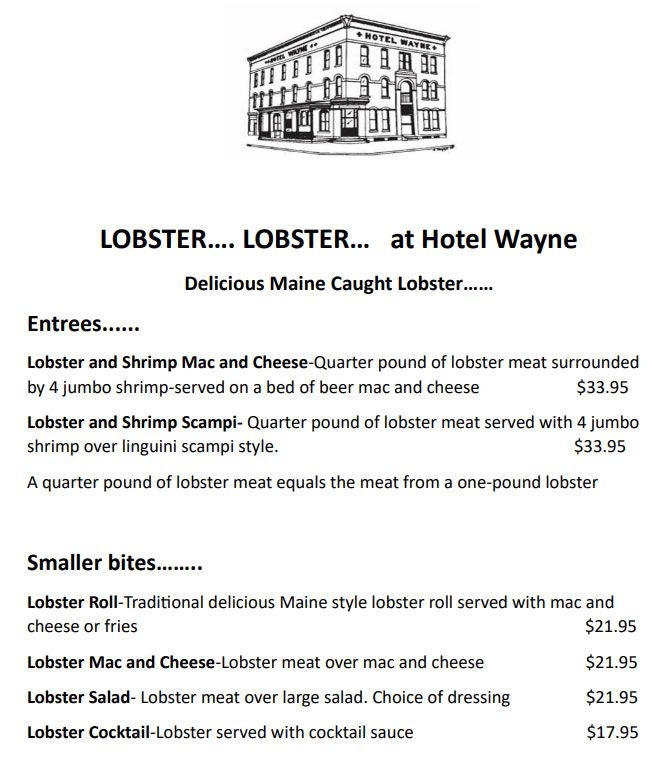 Lobster Menu